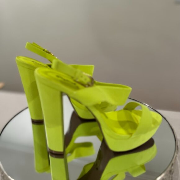 Neon lime neon green platform heels sz 9 - Picture 3 of 5